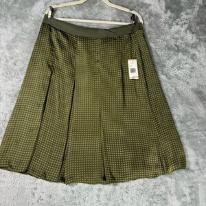 Jones New York Skirt 12 Olive Green‎ Satin Paisley Swing Moody Office Career